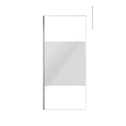 Paroi de Douche 90x200cm Dépolie - Profilé + Barre Plafond Finition Chrome - FREEDOM 2 FROSTED