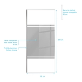 Paroi de Douche 90x200cm Miroir - Profilé + Barre Plafond Finition Chrome - FREEDOM 2 MIRROR