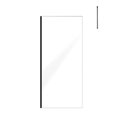 Paroi de Douche 90x200cm Verre Transparent - Profilé + Barre Plafond Noire - FREEDOM 2 BLACK