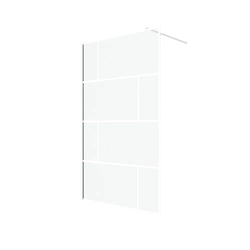 Paroi de douche à l'italienne 120x195cm - Sérigraphie type briques - Profile blanc - WHITE BLOCKS