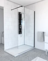 Paroi de douche à l'italienne 120x200 cm verre trempé 8 mm - Profil noir mat - FREEDOM 2 BLACK