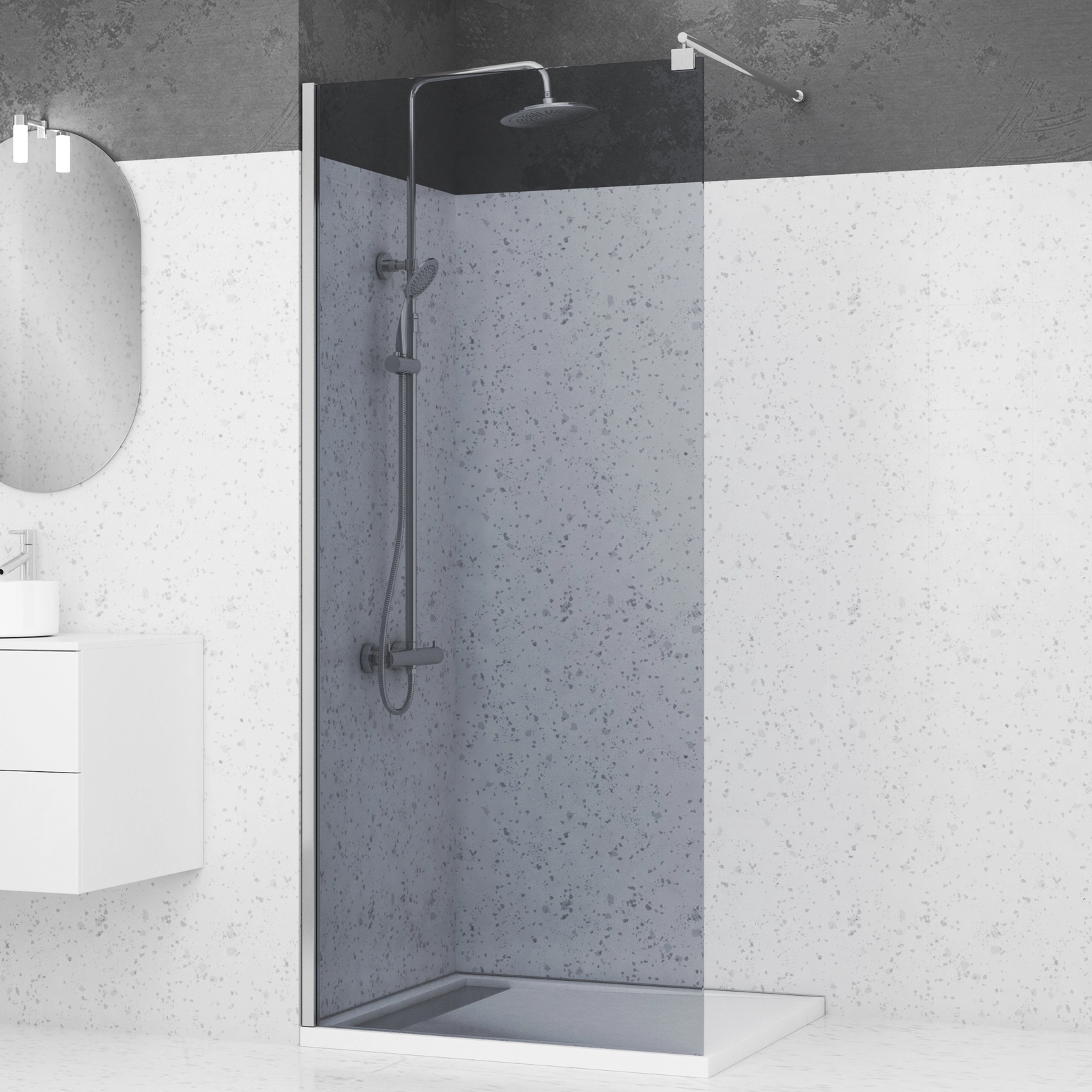 Paroi de douche à l'italienne 90x200 cm verre fumé 8 mm - FREEDOM 2 SMOKED Paroi de douche à l'italienne 90x200 cm verre fumé 8 mm - FREEDOM 2 SMOKED