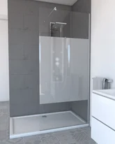 Paroi de douche a l'italienne - 90x200 cm VERRE TRANSPARENT 8mm avec bande DEPOLI