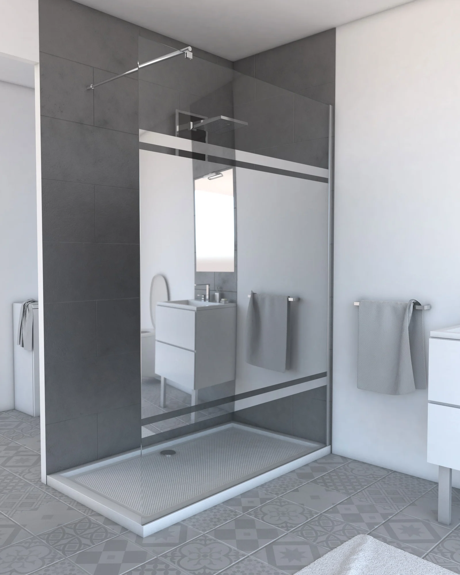 Paroi de douche à l'italienne FREEDOM 2 MIROIR 140 - 140x200cm VERRE TRANSPARENT 8mm Paroi de douche à l'italienne FREEDOM 2 MIROIR 140 - 140x200cm VERRE TRANSPARENT 8mm