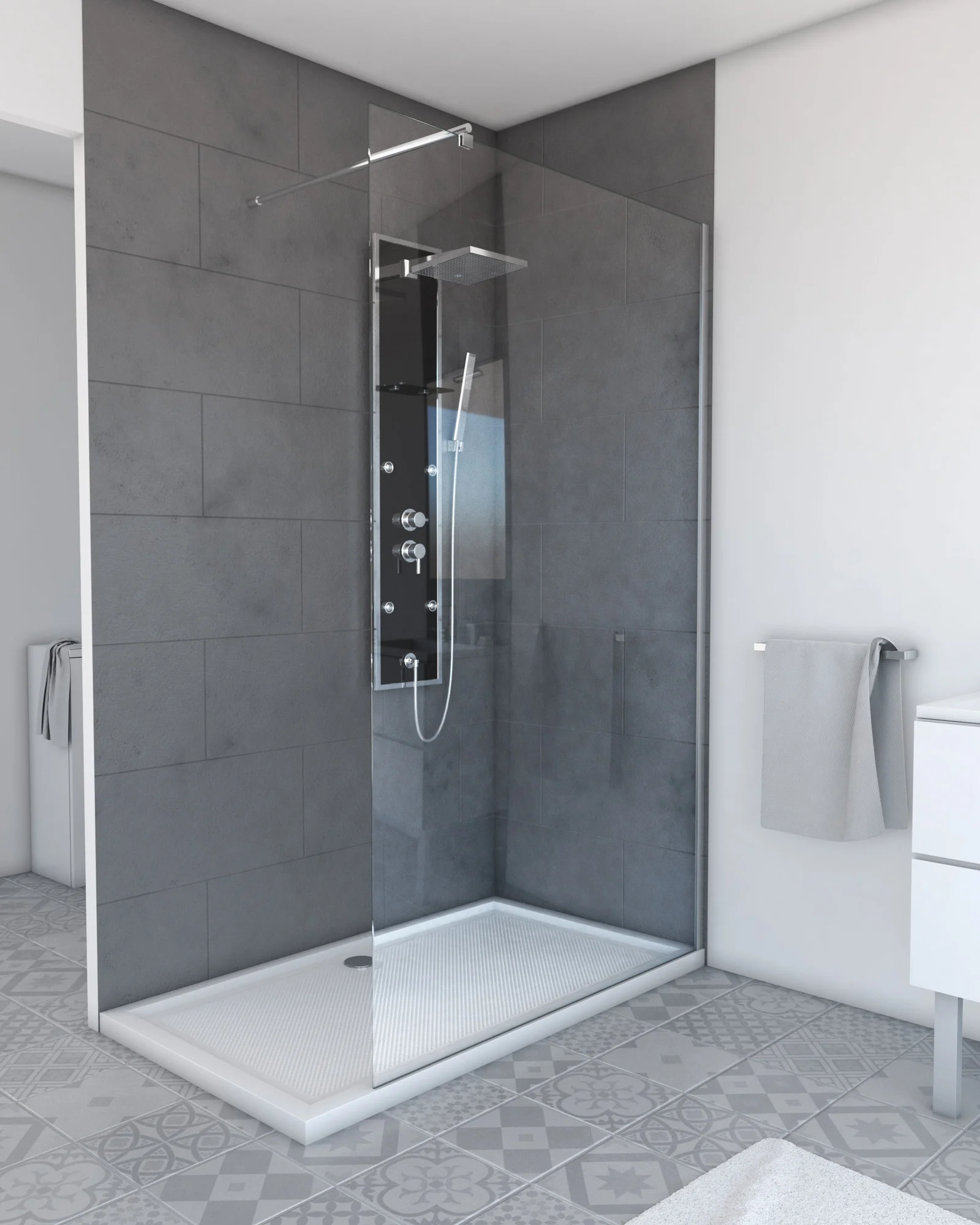 Paroi de douche à l'italienne FREEDOM 2 THIN TRANSPARENT 120 - 120x200cm VERRE TRANSPARENT 6mm