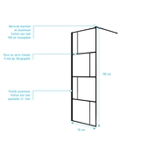 Paroi de douche a l'italienne serigraphie type brique - 70x195cm - Profile noir mat - verre 5mm