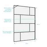 Paroi de douche a l'italienne serigraphie type brique - 140x195cm - Profile noir mat - verre 5mm