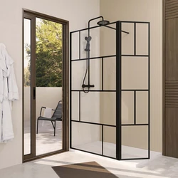 Paroi de douche anticalcaire - Serigraphie Brique 120+40x195cm - Verre 8mm - Profil