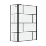 Paroi de douche avec pivot 120+40x195cm - Sérigraphie type briques et Profilés Noir - DARK BLOCKS