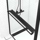 Paroi de Douche avec Volet Pivotant 120+40x200cm - Profilé, Porte-serviette et étagère NOIR MAT