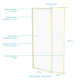 Paroi de Douche avec Volet Pivotant 80+40x200 cm - Finition Or Doré Brossé - GOLDY CONTOURING