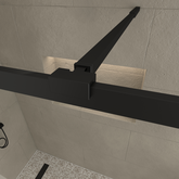 Paroi de Douche avec Volet Pivotant - Cadre et Bras Alu. NOIR MAT - 120+40x200cm - DARK CONTOURING