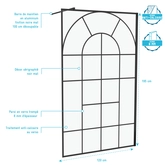 Paroi de douche Déco 120x195cm Verre Anti-Calcaire 8mm Sérigraphié - Barre de fixation Noir Mat