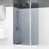 Paroi de douche et Volet pivotant 90+40x200 cm Profil et bras de fixation Chrome - FREEDOM 2 SMOKED