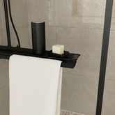 Paroi de Douche Noir Mat 100x200cm - Porte-serviette et étagère - DARK CONTOURING SHELF