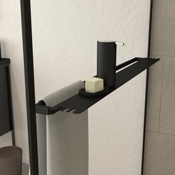Paroi de Douche Noir Mat 120x200cm - Porte-serviette et étagère - DARK CONTOURING SHELF
