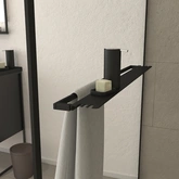 Paroi de Douche Noir Mat 140x200cm - Porte-serviette et étagère - DARK CONTOURING SHELF