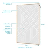 Paroi de Douche Sérigraphie Droite 120x200 cm - Cadre et Bras Aluminium Décor Bois - Verre 6 mm