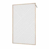 Paroi de Douche Sérigraphie Droite 120x200 cm - Cadre et Bras Aluminium Décor Bois - Verre 6 mm