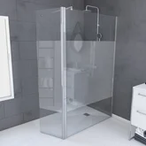 Paroi de Douche + Volet Pivotant Verre Dépoli 120+40x200 cm + Barre extensible - FREEDOM 2 FROSTED