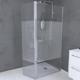 Paroi de Douche + Volet Pivotant Verre Dépoli 90+40x200 cm + Barre extensible - FREEDOM 2 FROSTED