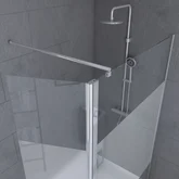 Paroi de Douche + Volet Pivotant Verre Dépoli 90+40x200 cm + Barre extensible - FREEDOM 2 FROSTED