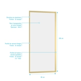 Paroi de retour 80x200cm - Profilés Or Brossé - Verre Trempé 6mm - GOLDY CRUSH