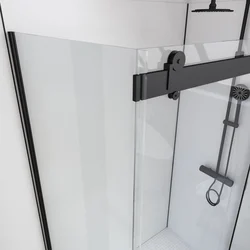 Paroi de retour pour Paroi porte de douche type industriel NOIR MAT - 80x200cm - verre trempe 8mm