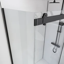 Paroi de retour pour Paroi porte de douche type industriel NOIR MAT - 90x200cm - verre trempe 8mm