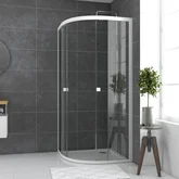 Paroi porte de douche 1/4 cercle blanc 90x90cm de largeur -  verre transparent - WHITY ROUND