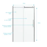 Paroi porte de douche 120x200cm type industriel coulissante CHROME- verre trempe 8mm