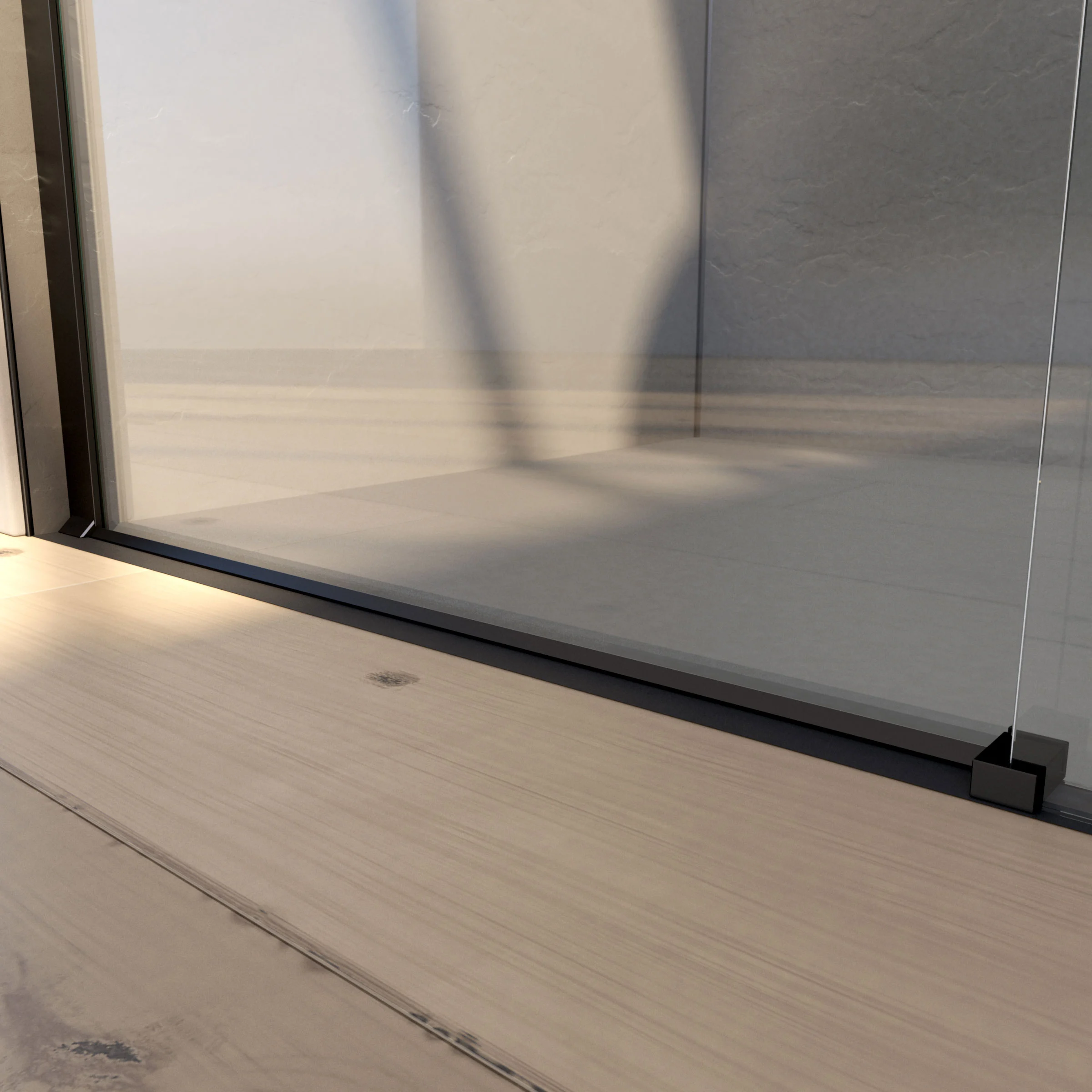 Paroi Porte De Douche 140x200cm Type Industriel Coulissante NOIR MAT - Verre Trempe 8mm