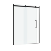 Paroi porte de douche 140x200cm type industriel coulissante NOIR MAT - verre trempe 8mm