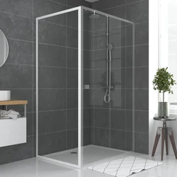 Paroi porte de douche blanc  RETOUR  90x185cm  pour porte -  verre transparent 5mm - WHITY SIDE 90