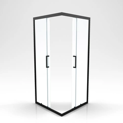 Paroi porte de douche carree - 90x90x200 cm- PROFILE NOIR MAT - verre transparent 6mm