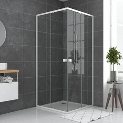 Paroi porte de douche carrée blanc extensible 77 à 90cm de largeur -  verre transparent - WHITY