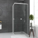 Paroi porte de douche carrée blanc extensible 77 à 90cm de largeur -  verre transparent - WHITY