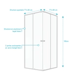 Paroi porte de douche carrée blanc extensible 77 à 90cm de largeur -  verre transparent - WHITY