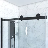 PAROI PORTE DE DOUCHE COULISSANTE 120x200 cm noir mat - rail soft close + RETOUR 90 cm