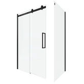 PAROI PORTE DE DOUCHE COULISSANTE 120x200 cm noir mat - rail soft close + RETOUR 90 cm