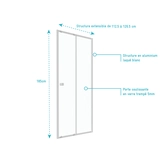 Paroi porte de douche Coulissante blanc 120x185cm - extensible  - WHITY slide 120