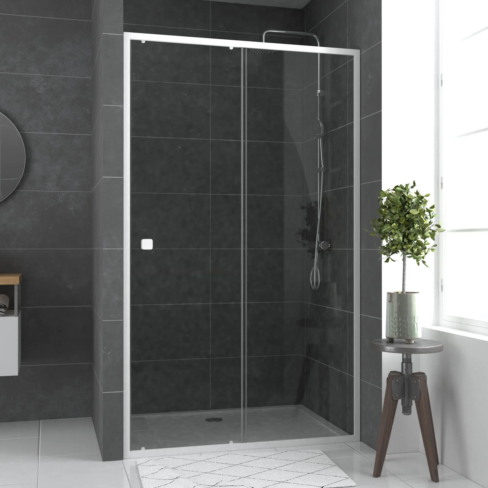 Paroi porte de douche Coulissante blanc 120x185cm - extensible - WHITY slide 120 Paroi porte de douche Coulissante blanc 120x185cm - extensible - WHITY slide 120