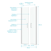 Paroi porte de douche double paroi - 90x200cm - Profilé Chrome - verre 6mm - FLAPPY CHROMED 90