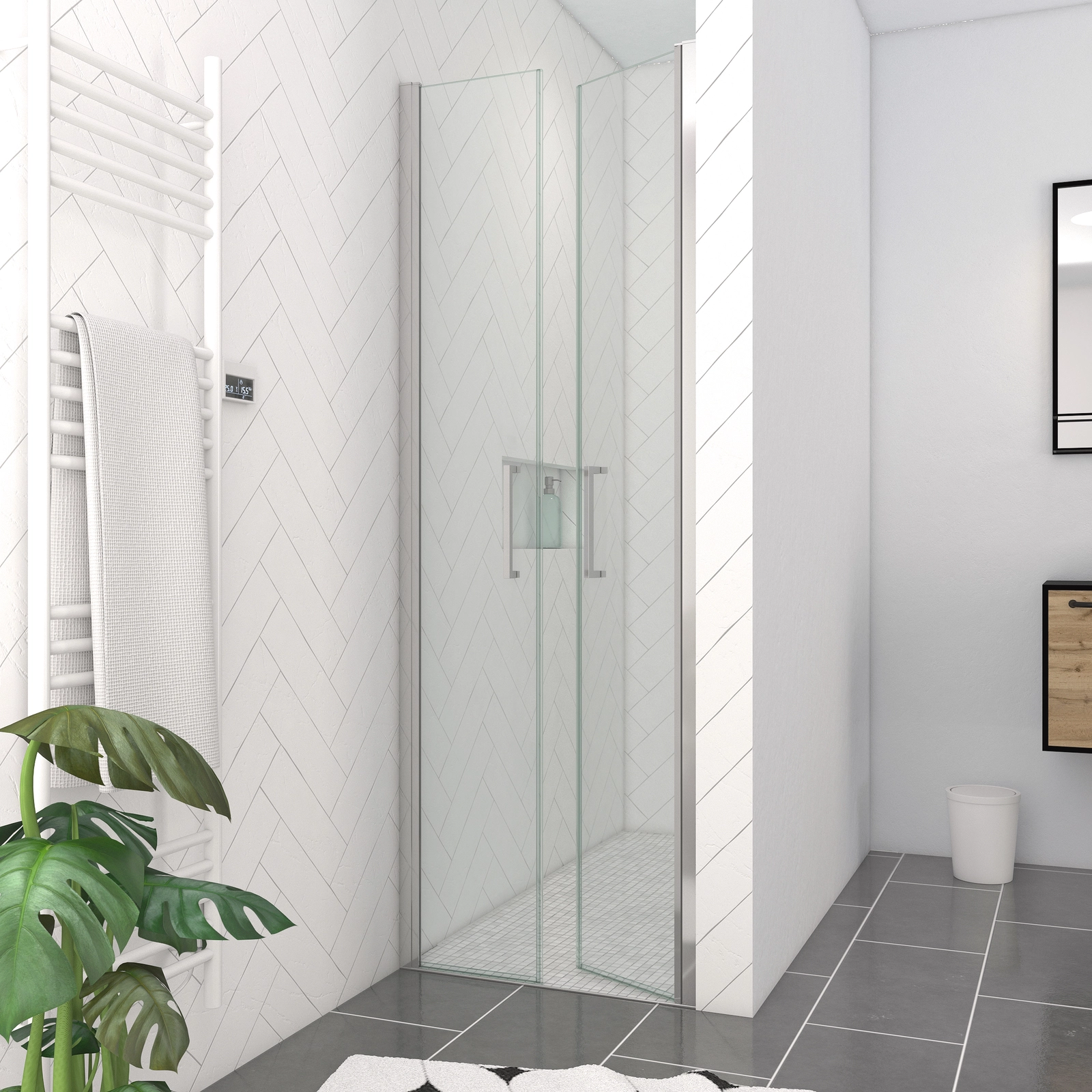 Paroi porte de douche DOUBLE PORTES PIVOTANTES - 70x200 cm - PROFILE CHROME - verre 6mm