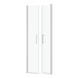 Paroi porte de douche DOUBLE PORTES PIVOTANTES - 80x200 cm - PROFILE CHROME - verre 6mm
