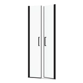 Paroi porte de douche DOUBLE PORTES PIVOTANTES - 80x200 cm - PROFILE NOIR MAT verre 6mm