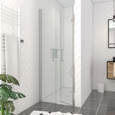 Paroi porte de douche DOUBLE PORTES PIVOTANTES - 80x200 cm - PROFILE CHROME - verre 6mm