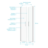 Paroi porte de douche DOUBLE PORTES PIVOTANTES - 80x200 cm - PROFILE CHROME - verre 6mm