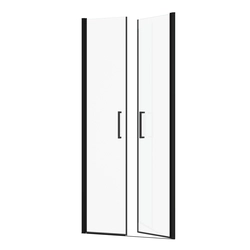 Paroi porte de douche DOUBLE PORTES PIVOTANTES - 90x200 cm - PROFILE NOIR MAT - verre 6mm