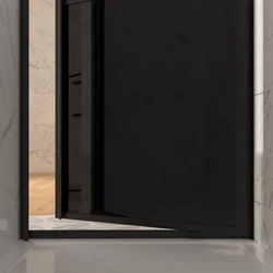 Paroi porte de douche pivotante type atelier - 90x200cm - PROFILE NOIR MAT - verre 5mm WORKSHOP 90M
